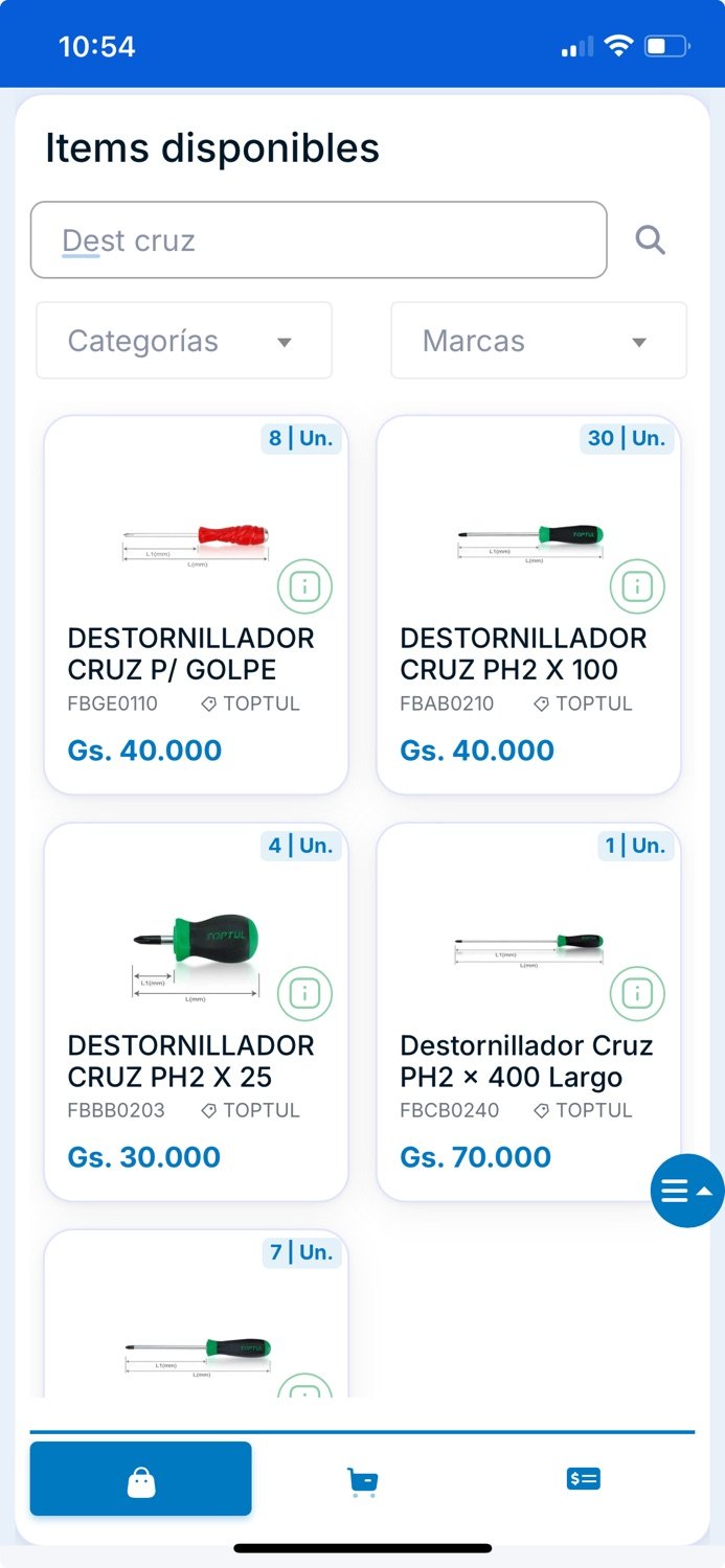 Consulta de productos, precios y existencias de Aster desde móvil